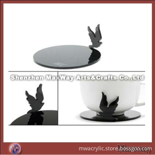 Elegant Personalized Black Acrylic/Perspex Coaster/Pad Set for Cup
